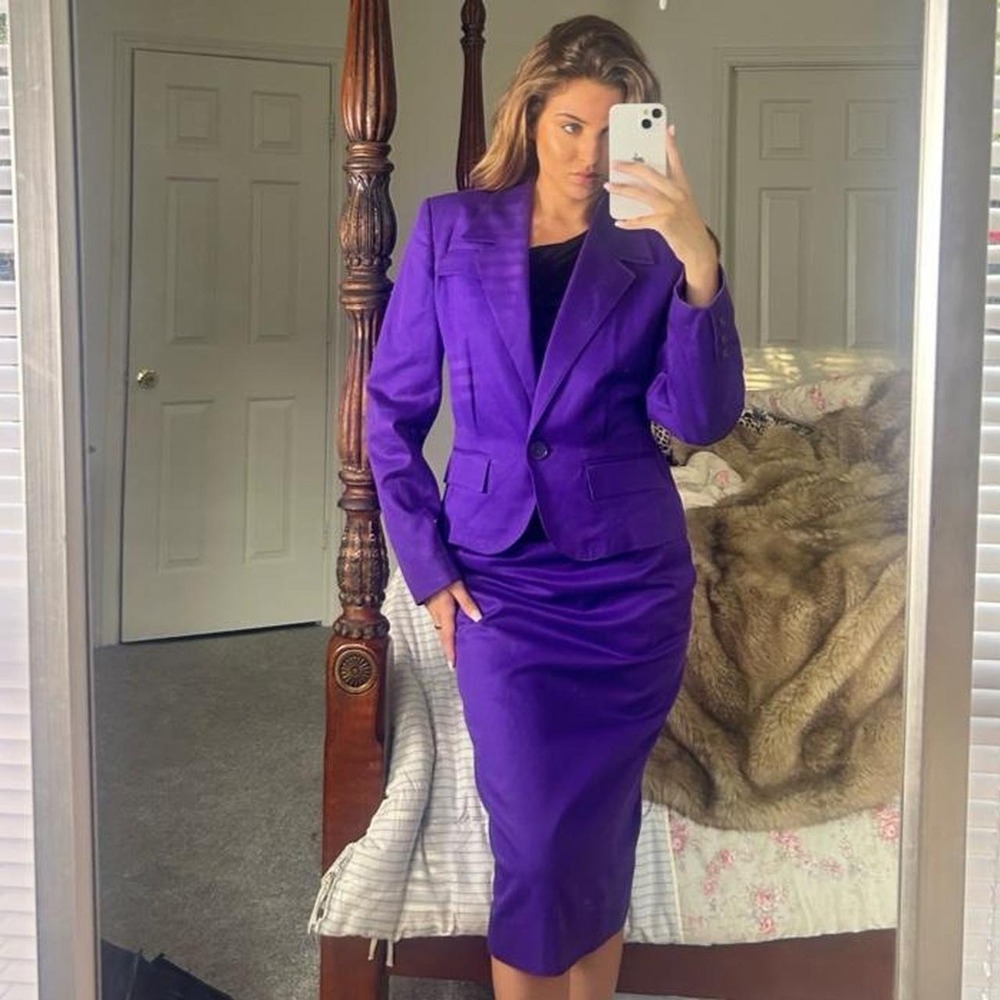 Vintage 80s purple blazer & pencil skirt set